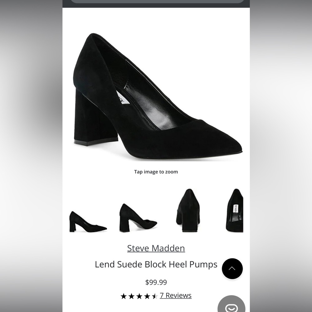 Steve Madden Black Suede block pumps